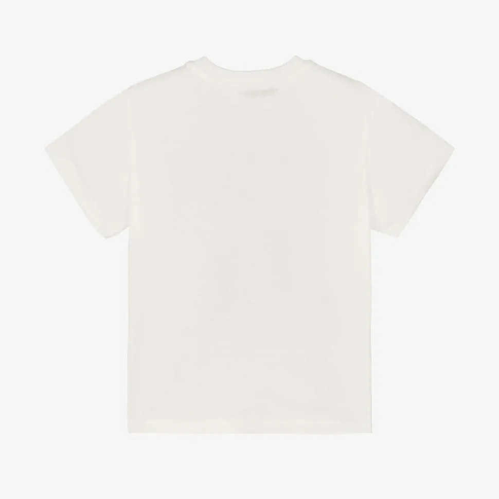 Boys White Cotton T-Shirt