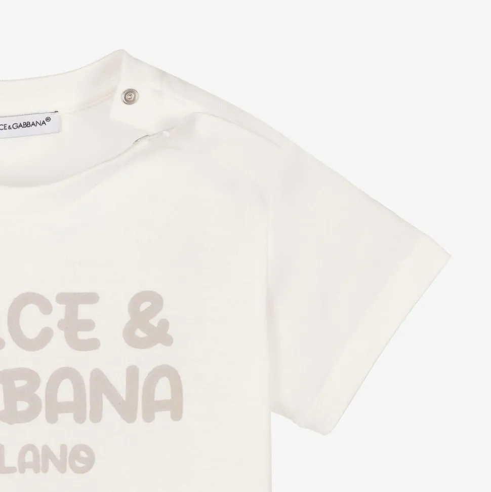 Boys White Cotton T-Shirt