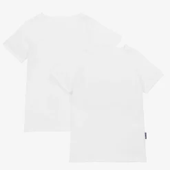 Boys White Cotton T-Shirt Vests (2 Pack)