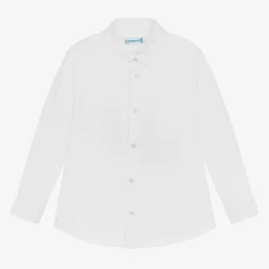 Boys White Cotton Twill Shirt
