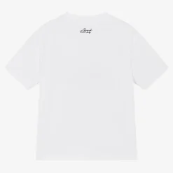 Boys White Graphic Cotton T-Shirt