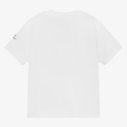 Boys White Graphic Print Cotton T-Shirt