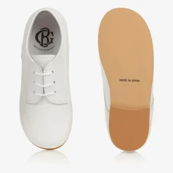 Boys White Lace-Up Leather Shoes