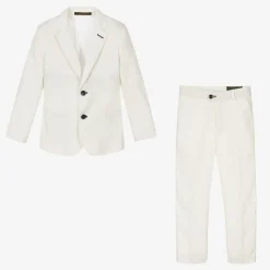 Boys White Linen & Cotton Suit