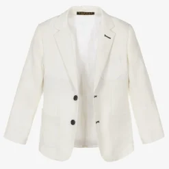 Boys White Linen & Cotton Suit
