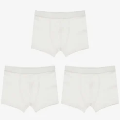Boys White Organic Boxer Briefs (3 Pack)