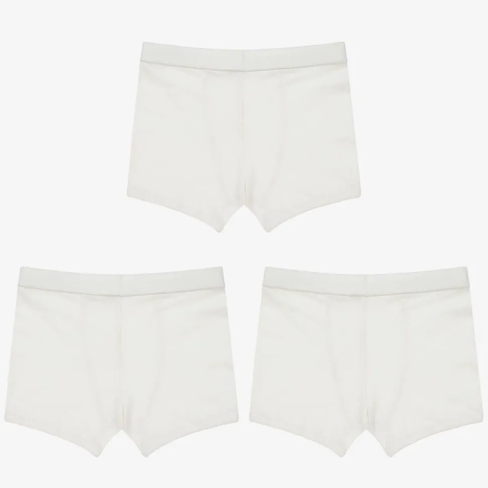 Boys White Organic Boxer Briefs (3 Pack)
