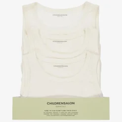 Boys White Organic Cotton Vests (3 Pack)
