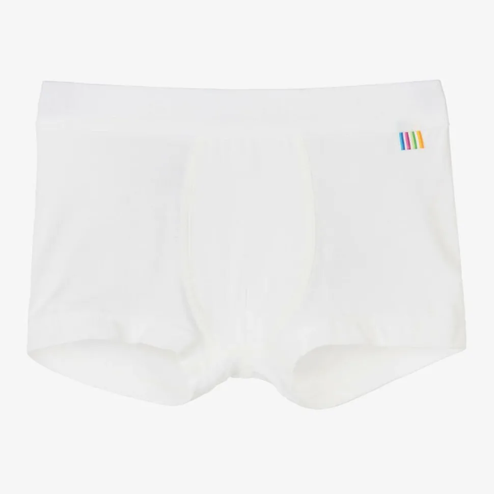 Boys White Viscose Bamboo Boxer Shorts