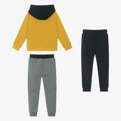 Boys Yellow & Blue Cotton Tracksuit Set