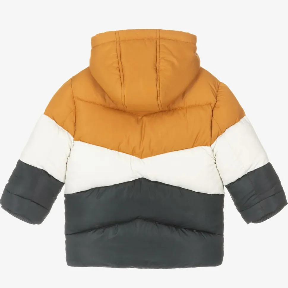 Boys Yellow Colourblock Puffer Coat