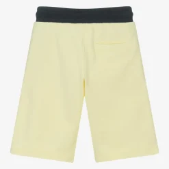Boys Yellow Cotton Logo Tape Shorts