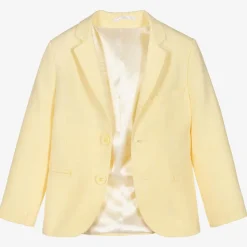 Boys Yellow Linen & Cotton Shorts Suit