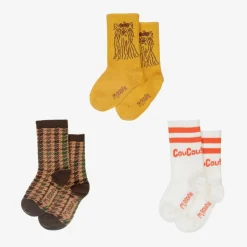 Brown & Yellow Organic Cotton Socks (3 Pack)
