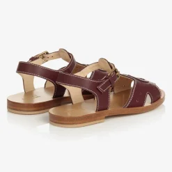 Brown Double G Leather Sandals