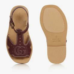 Brown Double G Leather Sandals