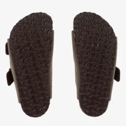 Brown Faux Leather Buckled Sandals