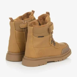 Brown Faux Leather Waterproof Boots