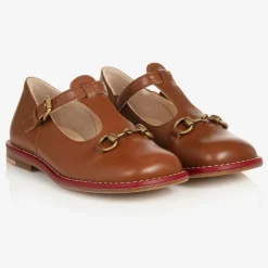 Brown Leather T-Bar Baby Shoes