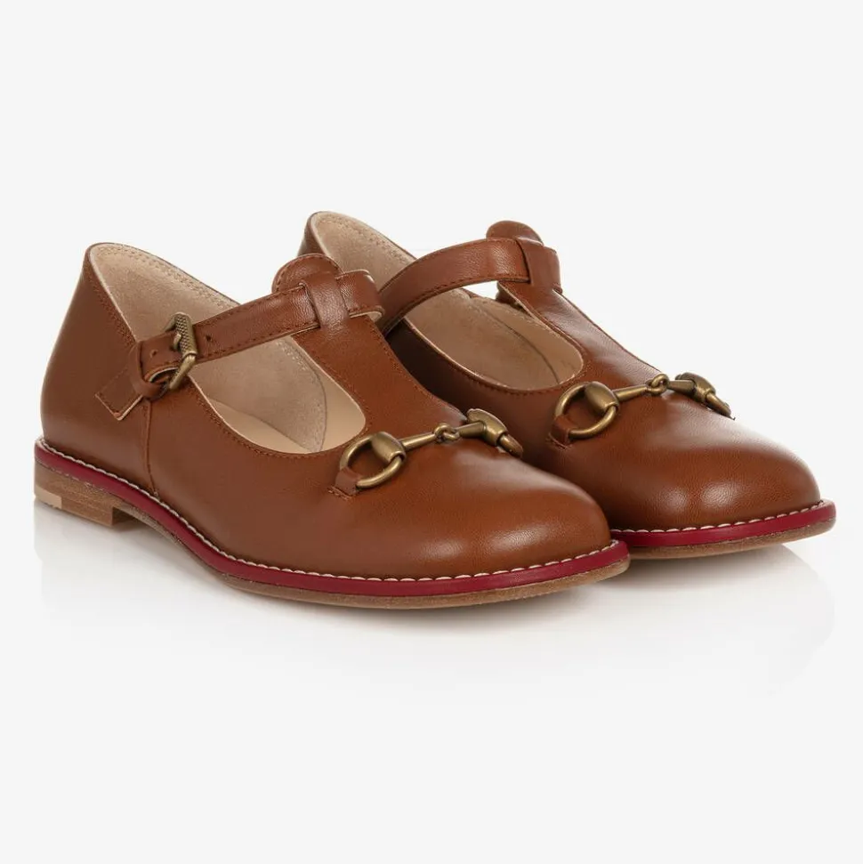 Brown Leather T-Bar Shoes