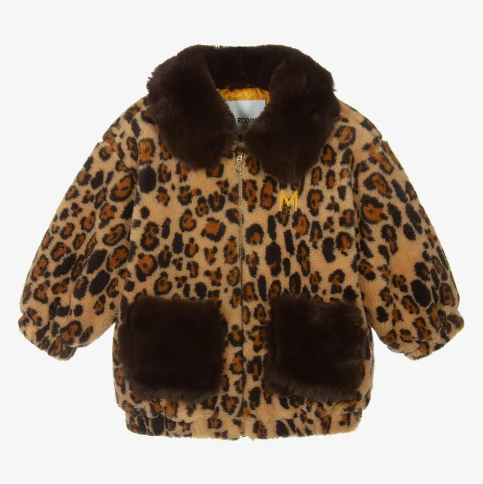 Brown Leopard Print Faux Fur Jacket