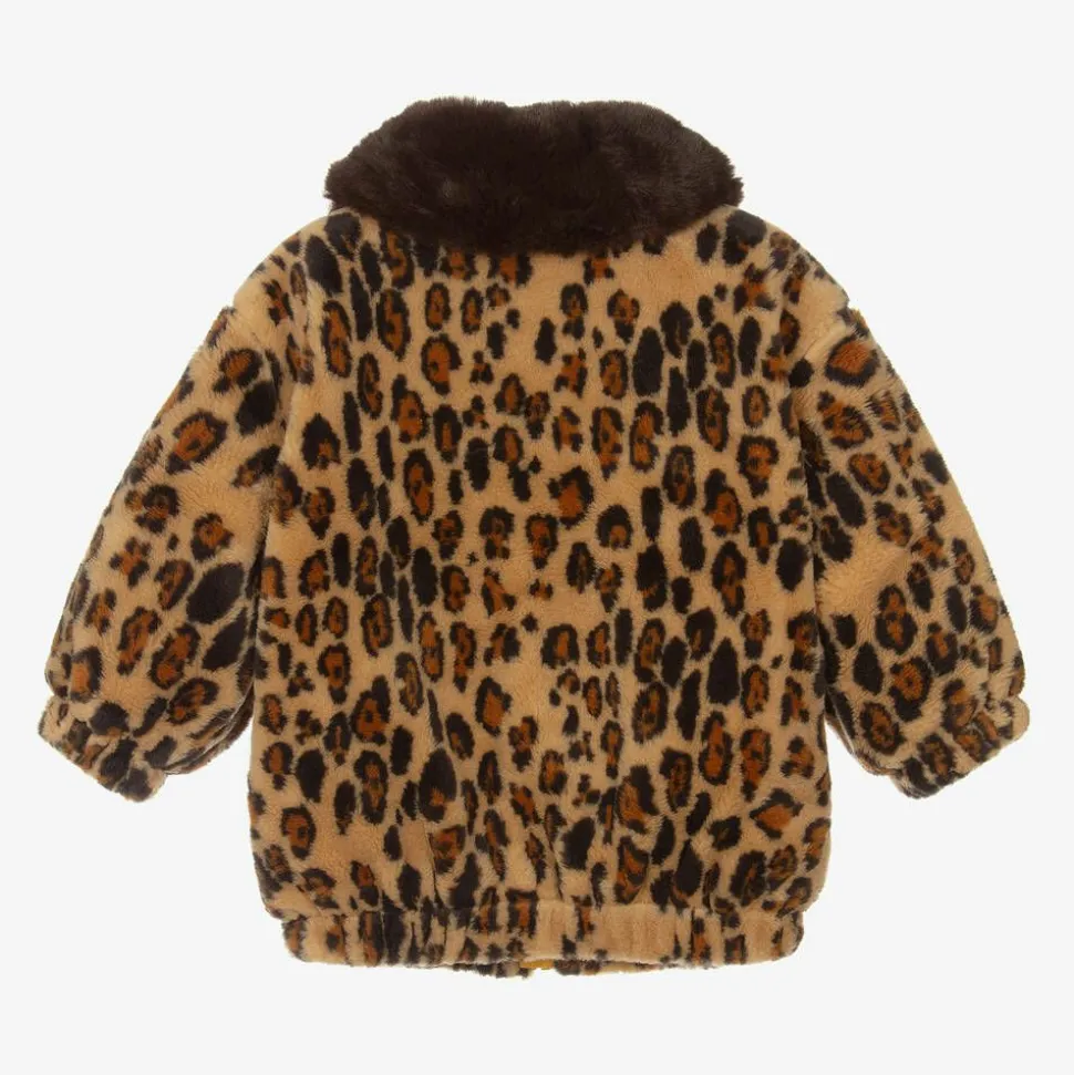 Brown Leopard Print Faux Fur Jacket