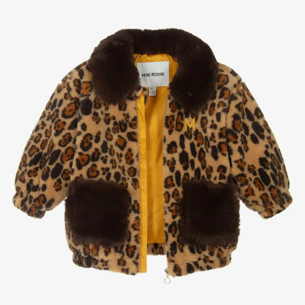 Brown Leopard Print Faux Fur Jacket