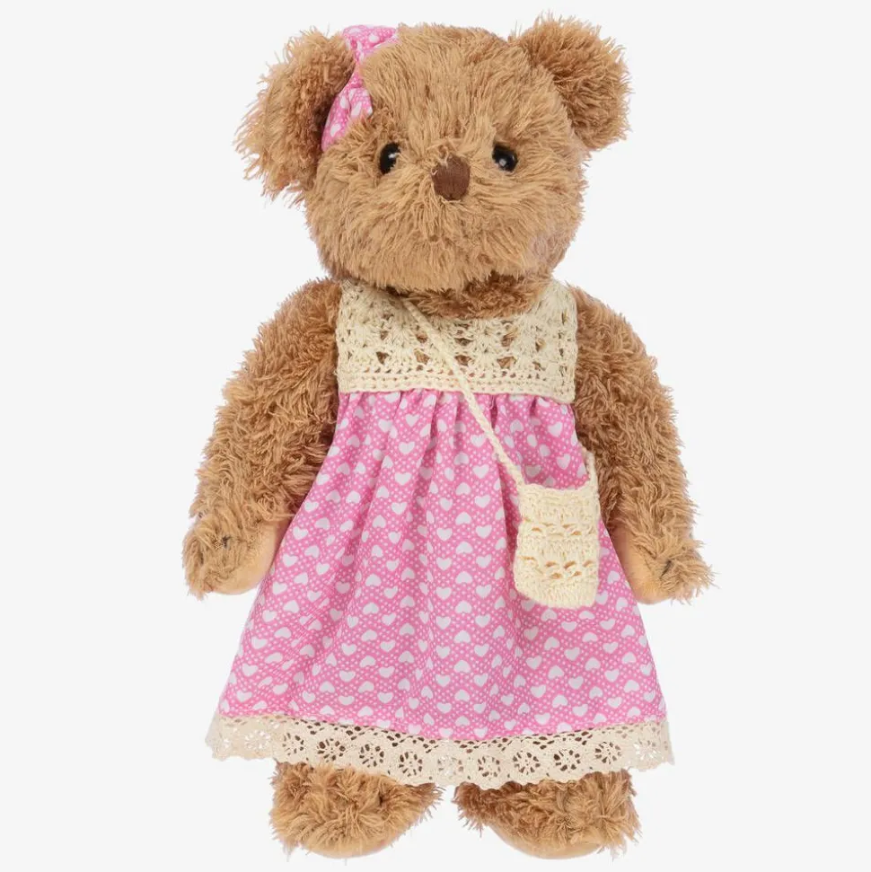 Brown Pink Dress Teddy Bear (34cm)