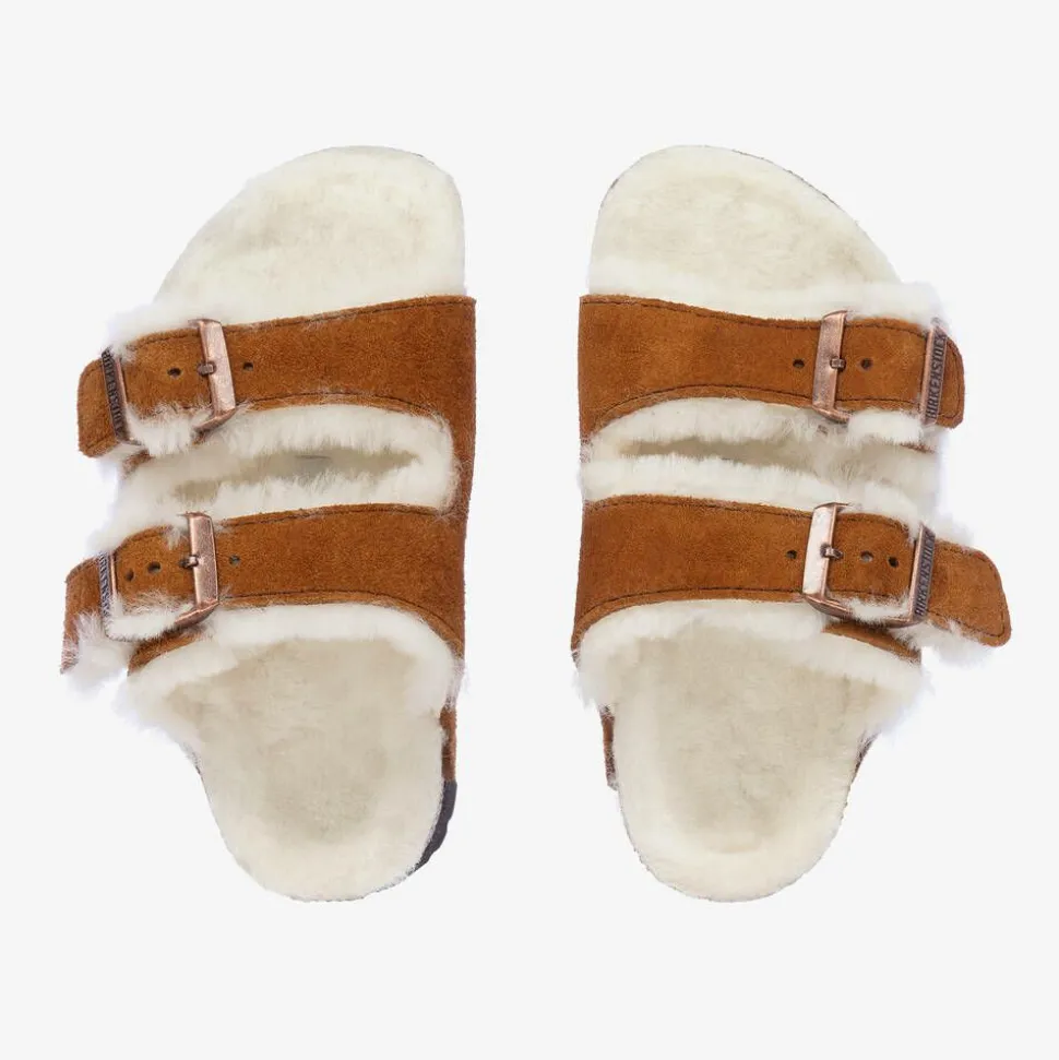Brown Suede & Shearling Sandals
