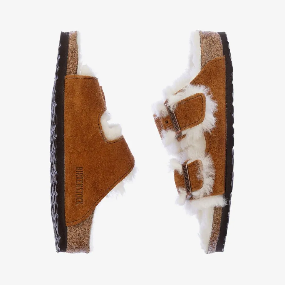Brown Suede & Shearling Sandals