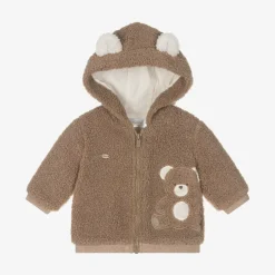 Brown Teddy Fleece Zip-Up Baby Top