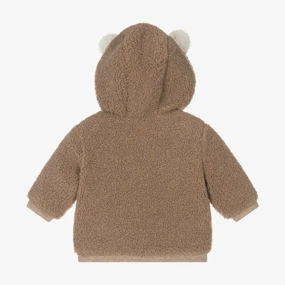 Brown Teddy Fleece Zip-Up Baby Top