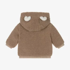 Brown Teddy Fleece Zip-Up Baby Top