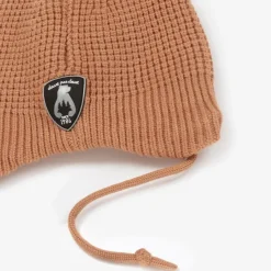 Brown Viscose Knit Bear Hat