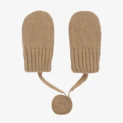 Brown Wool & Cashmere Baby Mittens