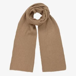 Brown Wool & Viscose Knitted Scarf (190cm)
