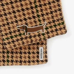 Dark Beige Houndstooth Velour Scarf