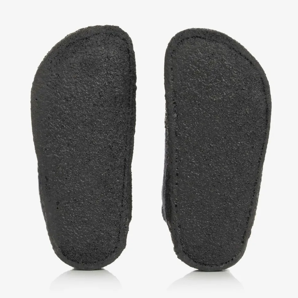 Dark Blue Wool Felt Slippers