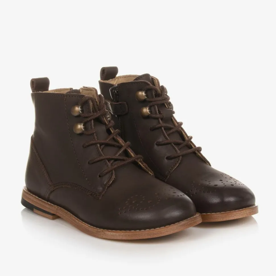 Dark Brown Brogue Ankle Boots