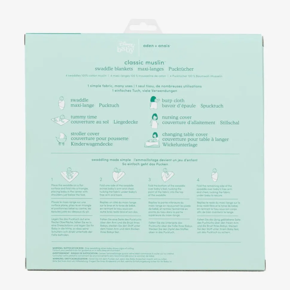 Disney White Muslin Swaddles (4 Pack)