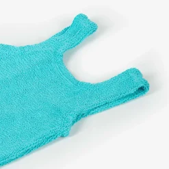 Girls Aqua Blue Crinkle Swimsuit