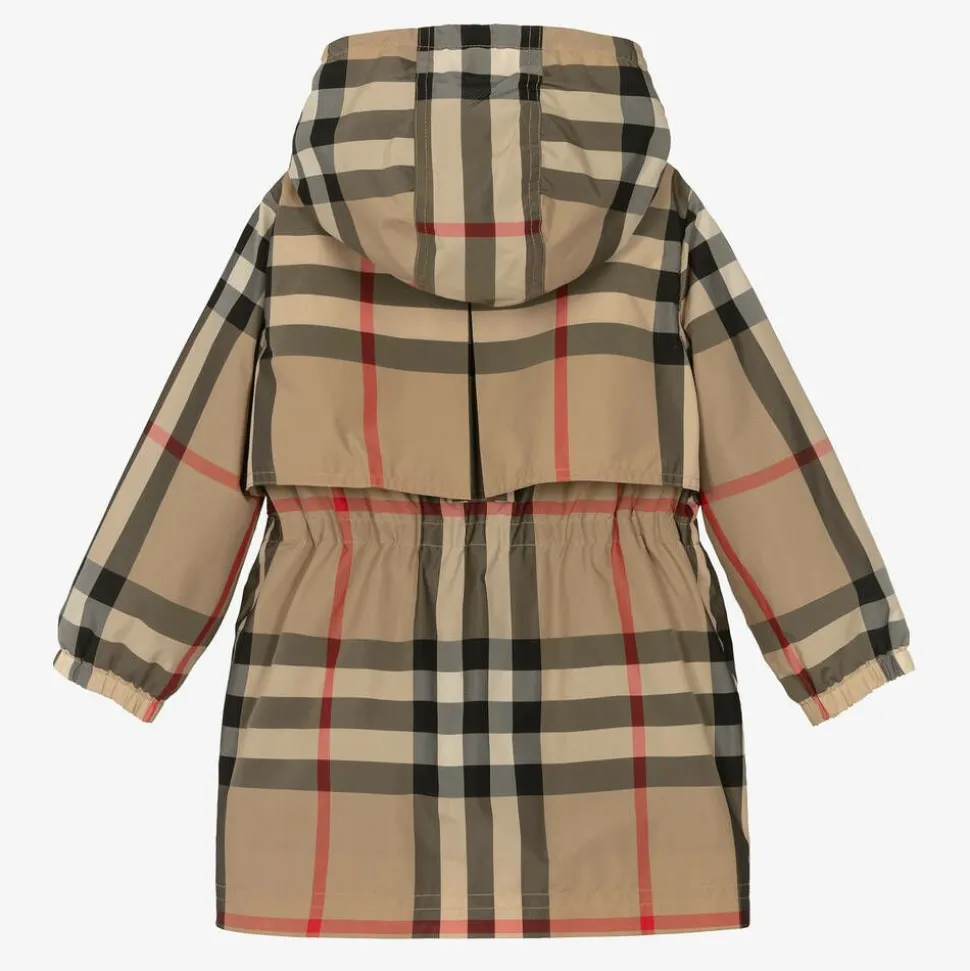 Girls Archive Beige Oversized Check Coat