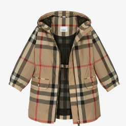 Girls Archive Beige Oversized Check Coat