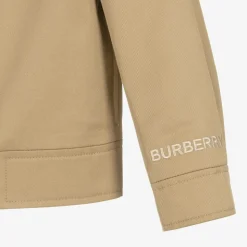 Girls Beige & Check Gabardine Jacket