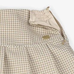 Girls Beige & Glittery Gold Pleated Skirt