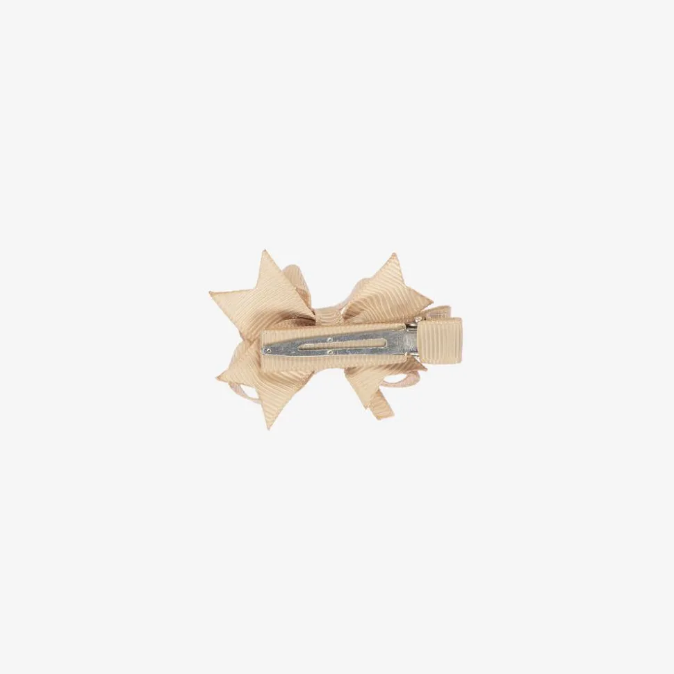 Girls Beige Bow Hair Clip (4cm)