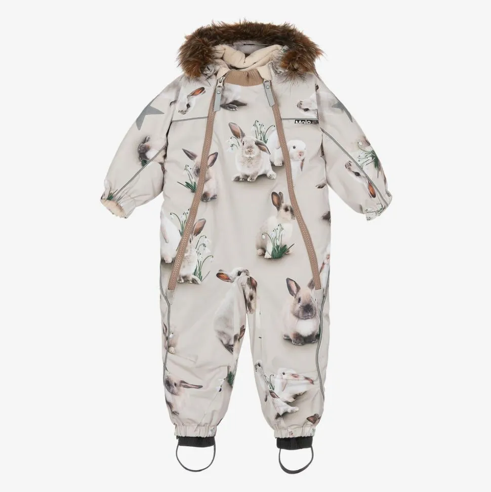 Girls Beige Bunny Rabbit Snowsuit