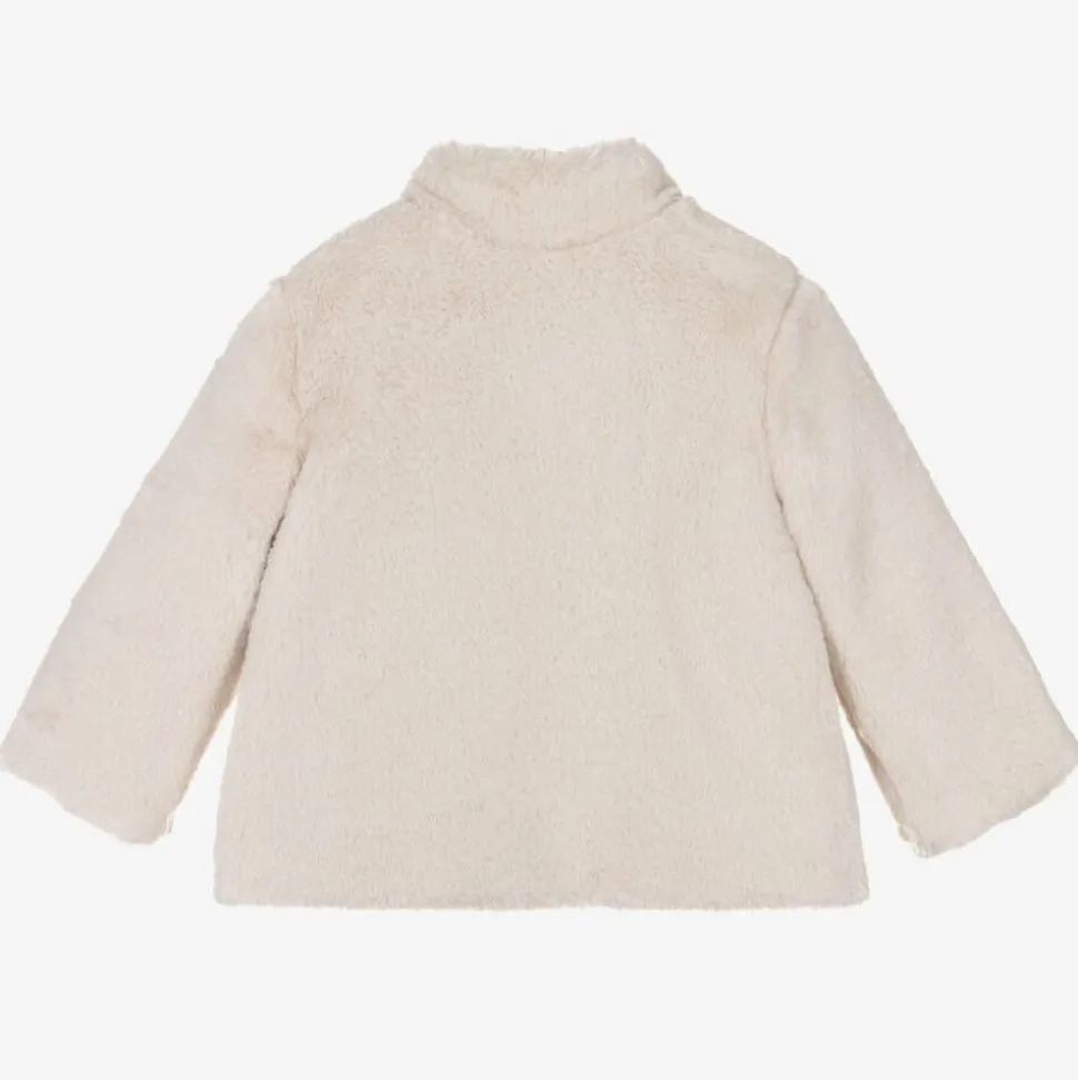 Girls Beige Faux Fur Jacket