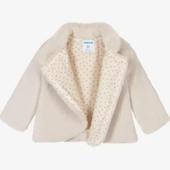 Girls Beige Faux Fur Jacket