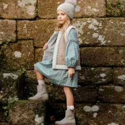 Girls Beige Faux Suede & Fleece Gilet